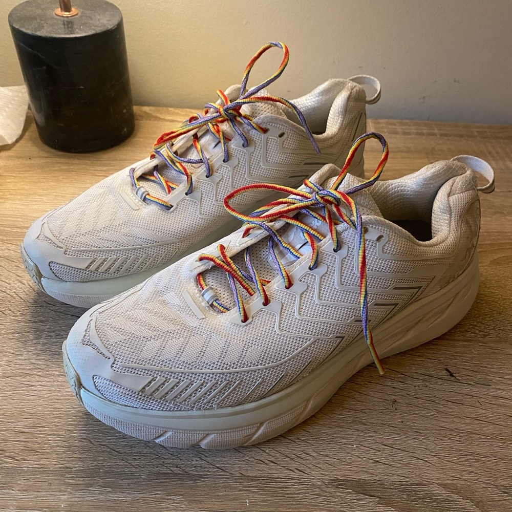Hoka One One x Outdoor Voices Clifton rainbow lace sneakers